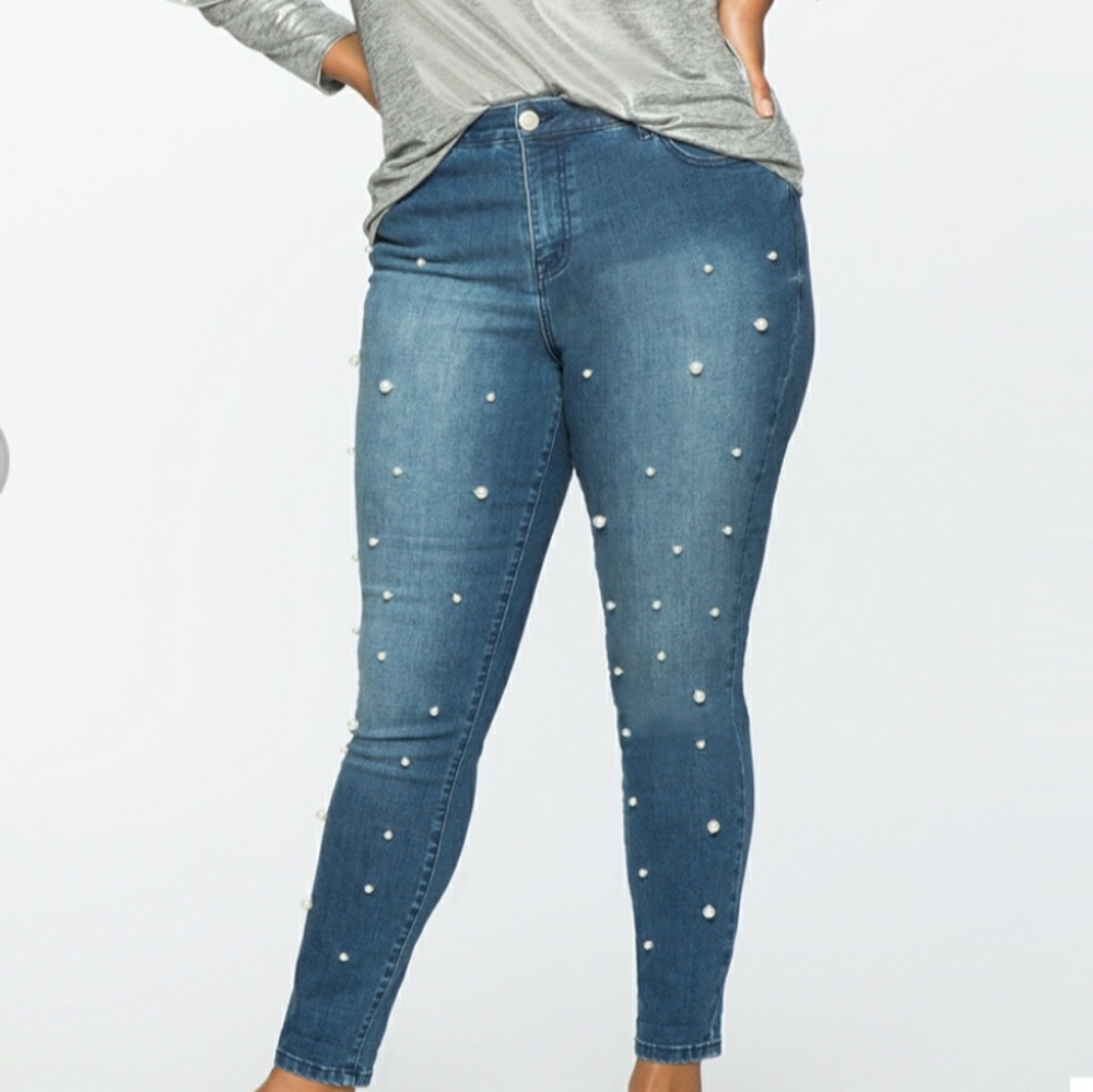Pearl embellished jeans